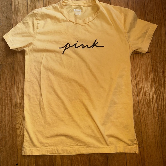 Victoria's Secret Tops - Victoria's Secret Yellow Short Sleeve Pink Tee